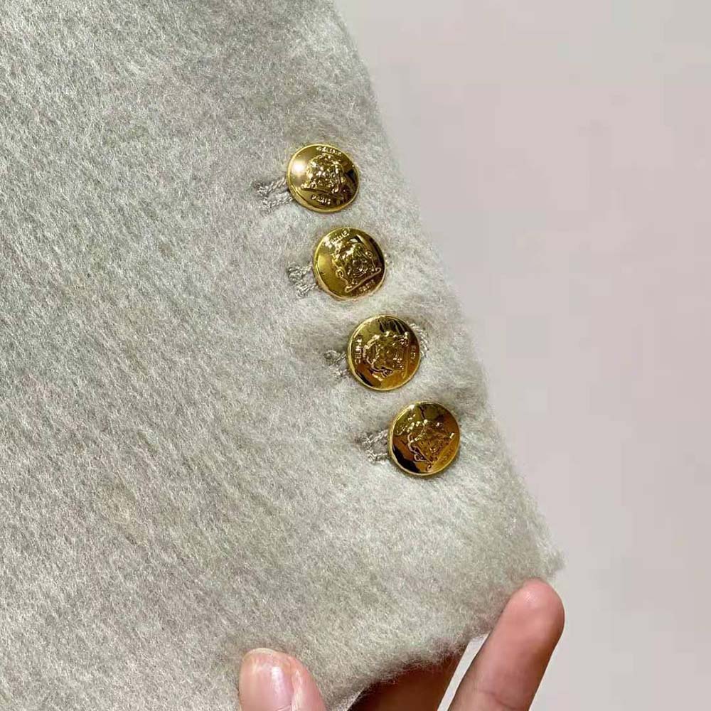 Celine Women Jacket with Claudine Collar in Wool Cloth-Beige - image 8