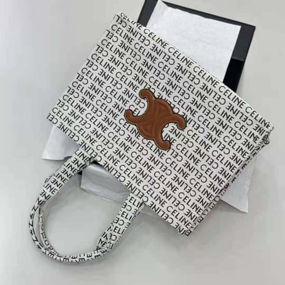 Celine Women Large Cabas Thais in Textile with Celine All-over - image 4