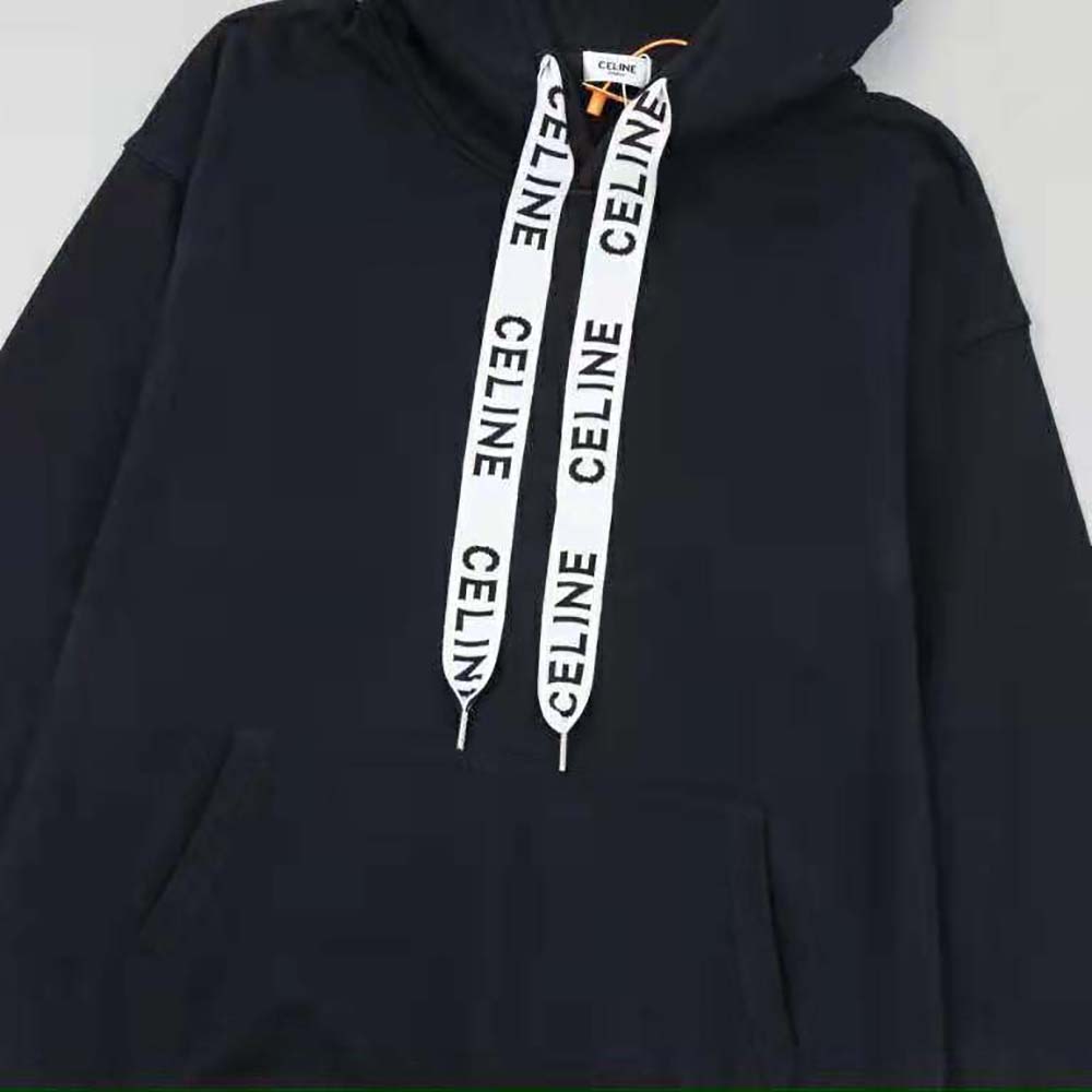 Celine Women Loose Hooded Sweatshirt in Cotton Fleece - image 4