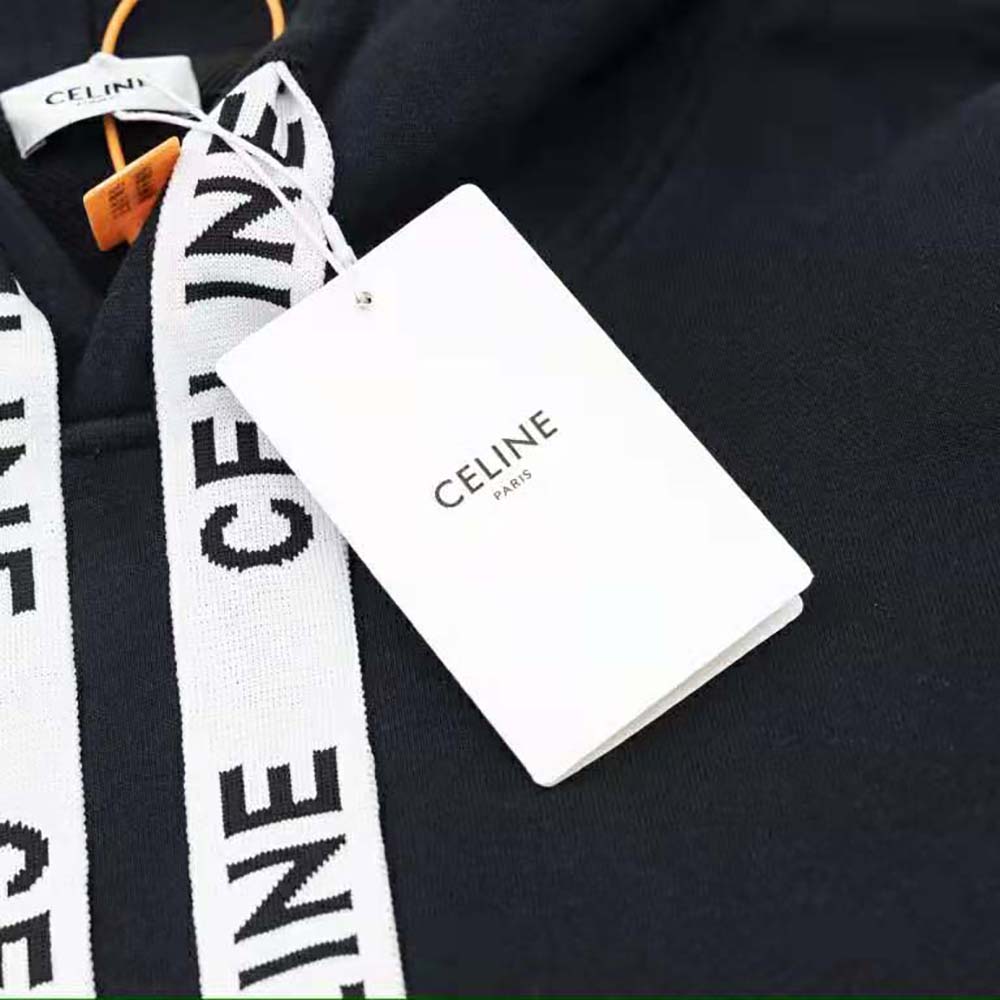Celine Women Loose Hooded Sweatshirt in Cotton Fleece - image 8