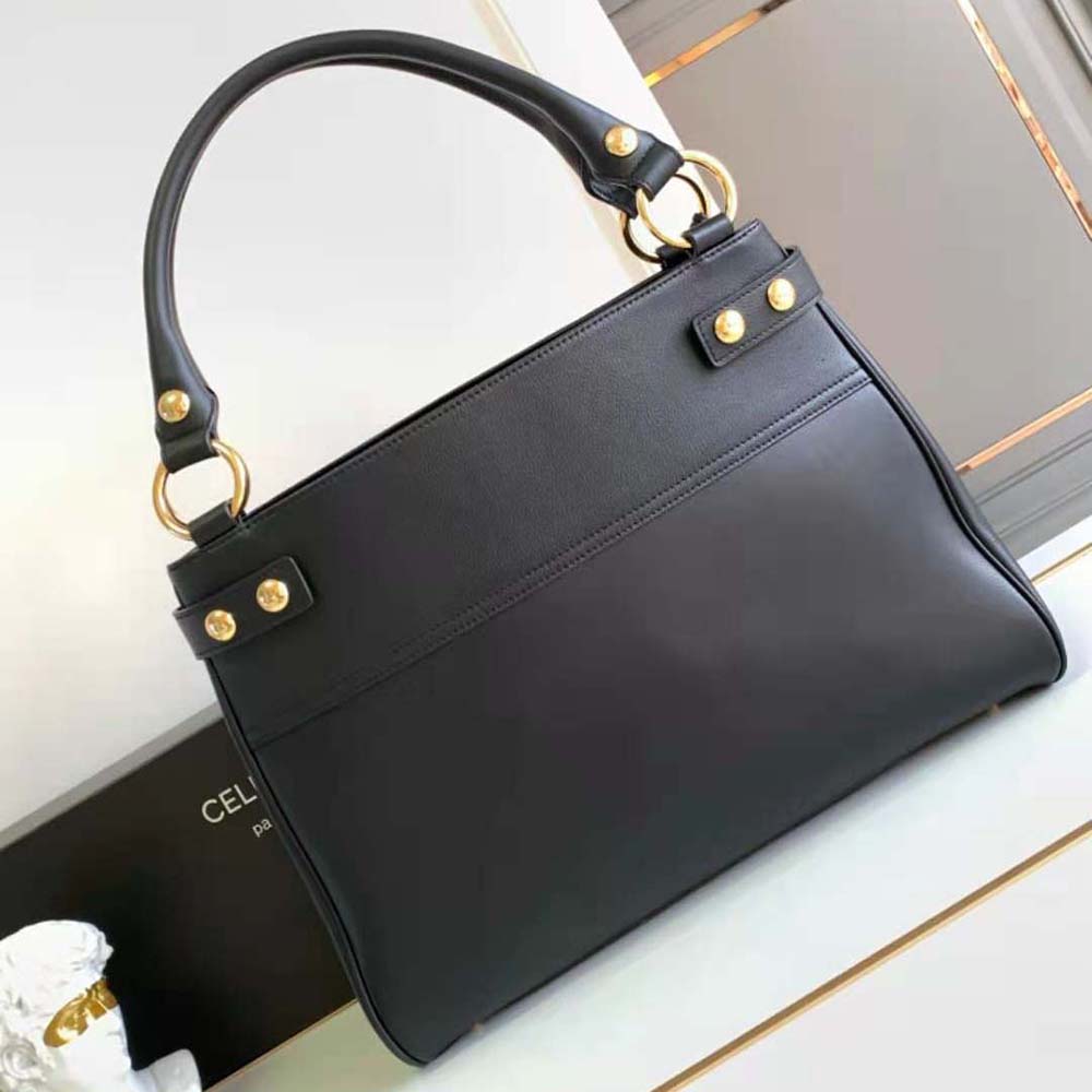 Side angle showing silhouette and texture of Celine Medium Annabel Bag