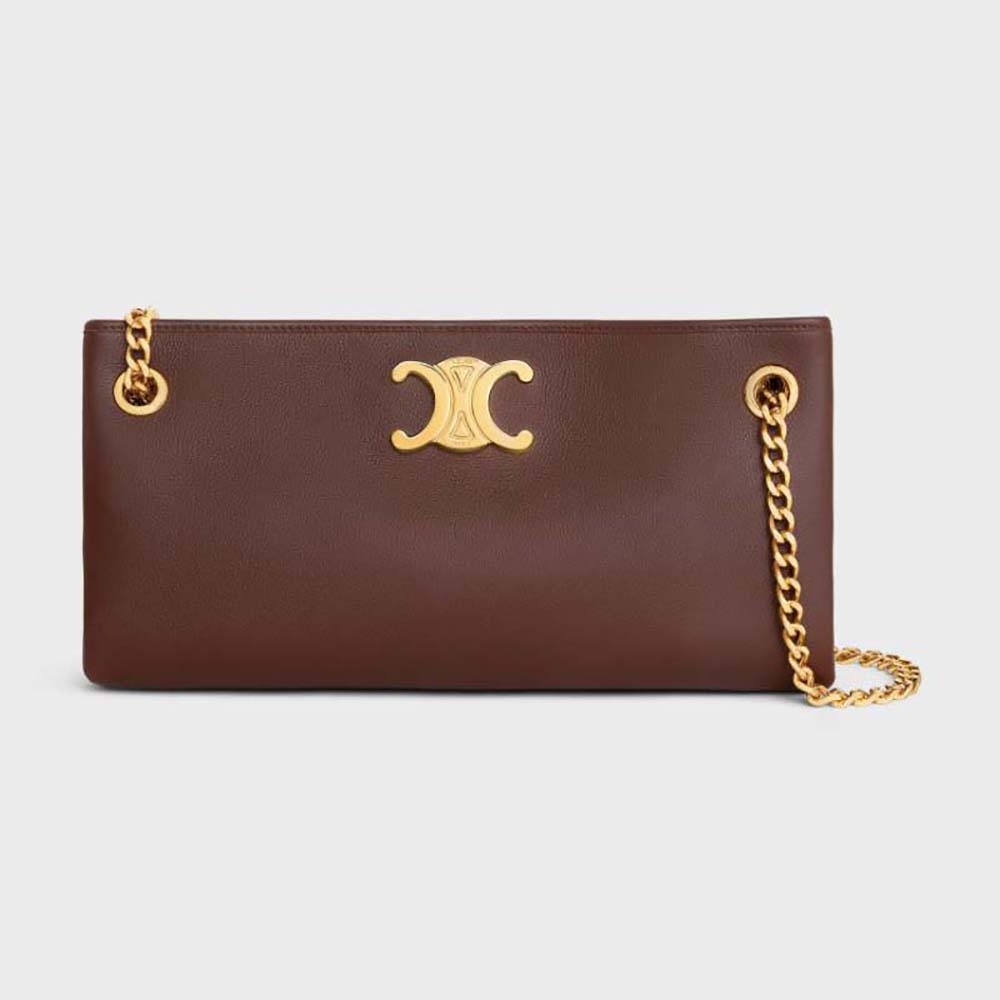 Front view of Celine Women Medium Newspaper Bag in supple maroon calfskin
