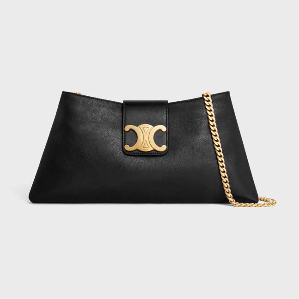 Front view of Celine Women Medium Wiltern Bag in Smooth Calfskin-Black