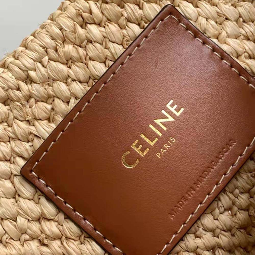 Celine Women Supple Small Triomphe Celine Classic Panier in Raffia and Calfskin - image 9