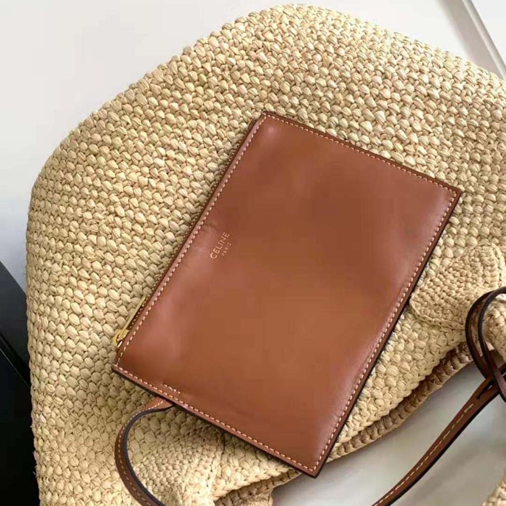 Celine Women Supple Small Triomphe Celine Classic Panier in Raffia and Calfskin - image 8