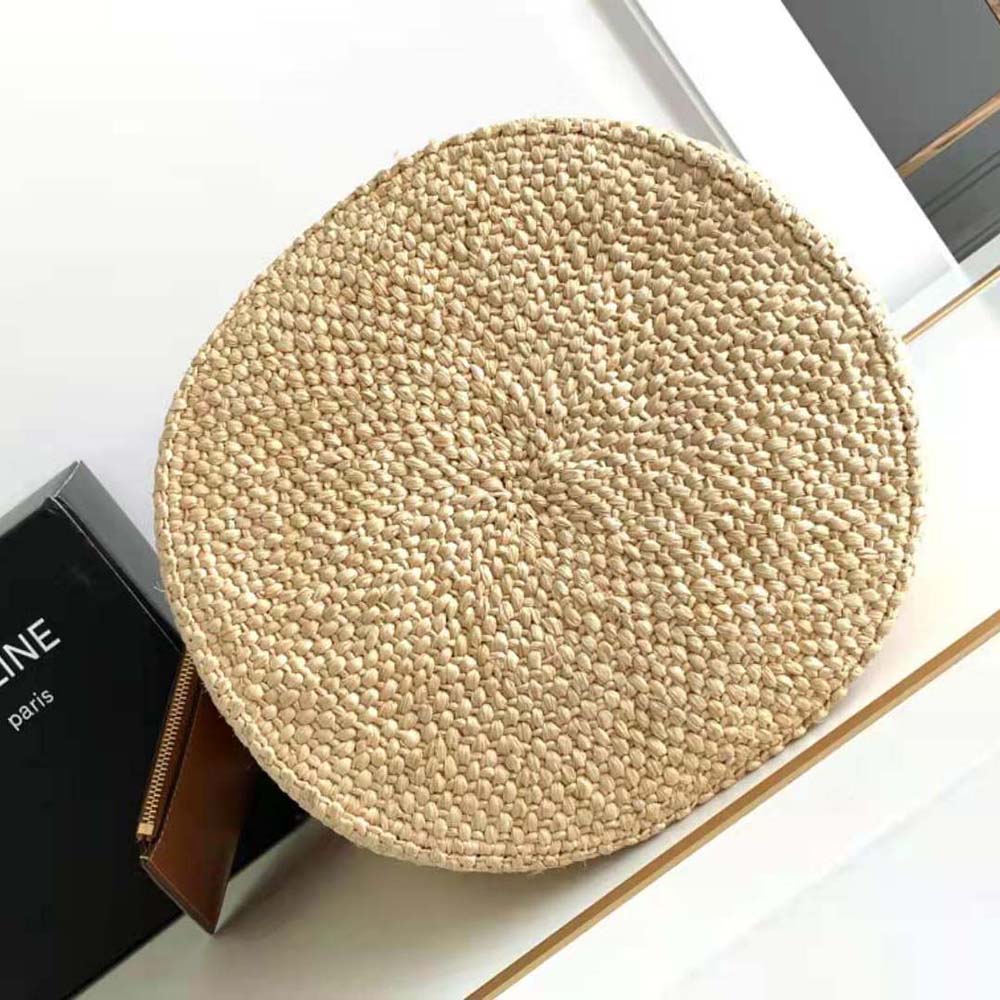 Celine Women Supple Small Triomphe Celine Classic Panier in Raffia and Calfskin - image 5