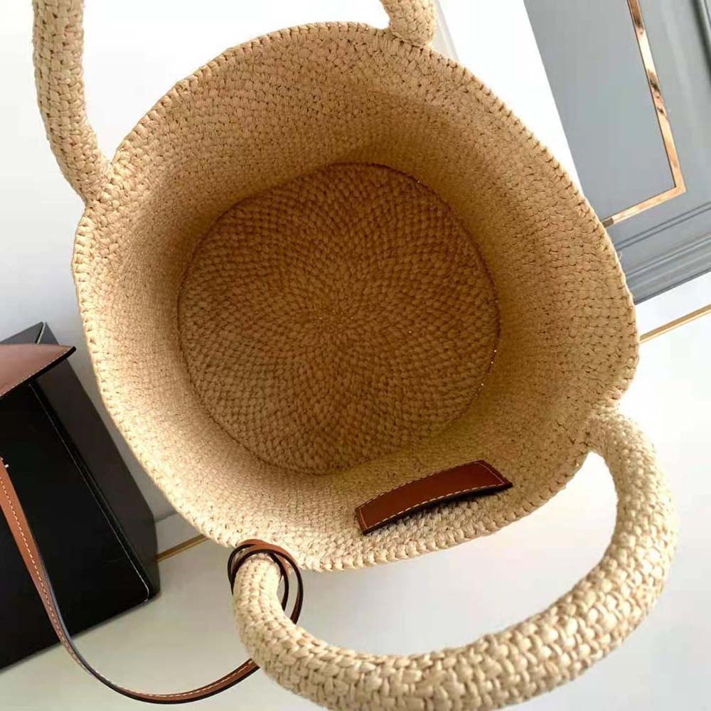 Celine Women Supple Small Triomphe Celine Classic Panier in Raffia and Calfskin - image 6