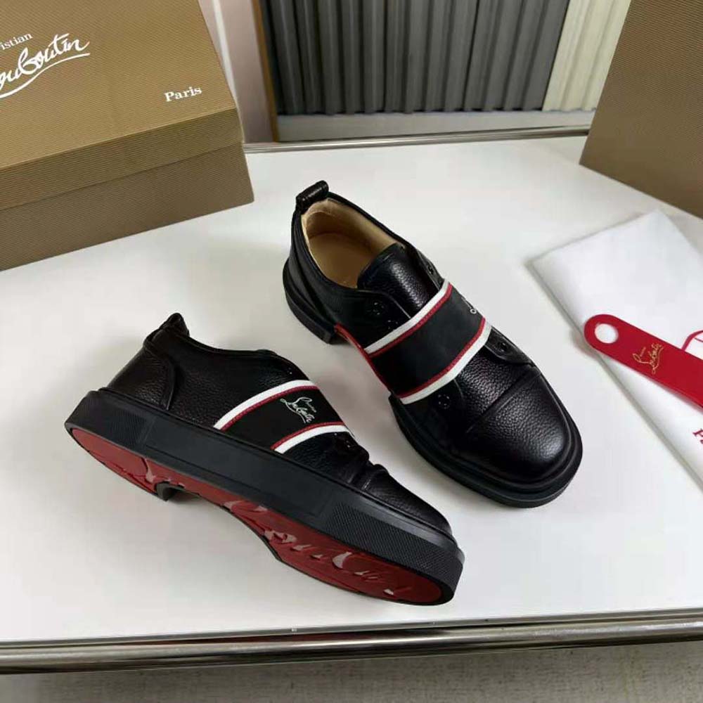 Top-down angle highlighting sleek silhouette of Christian Louboutin Men Adolescenza Sneakers-Black