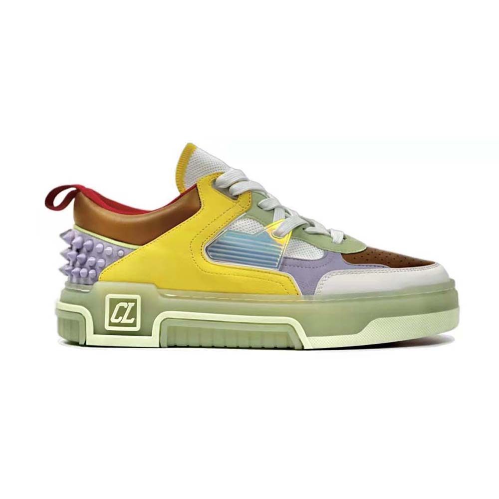 Side profile view of Christian Louboutin Unisex Astroloubi in green calf leather