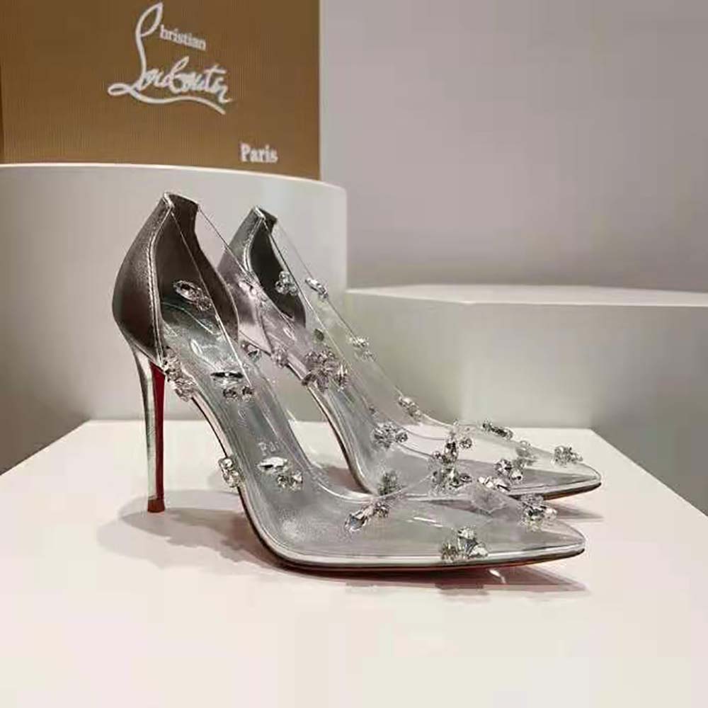 Christian Louboutin Women Degraqueen Pump with PVC and Iridescent Nappa Leather-Silver - image 6