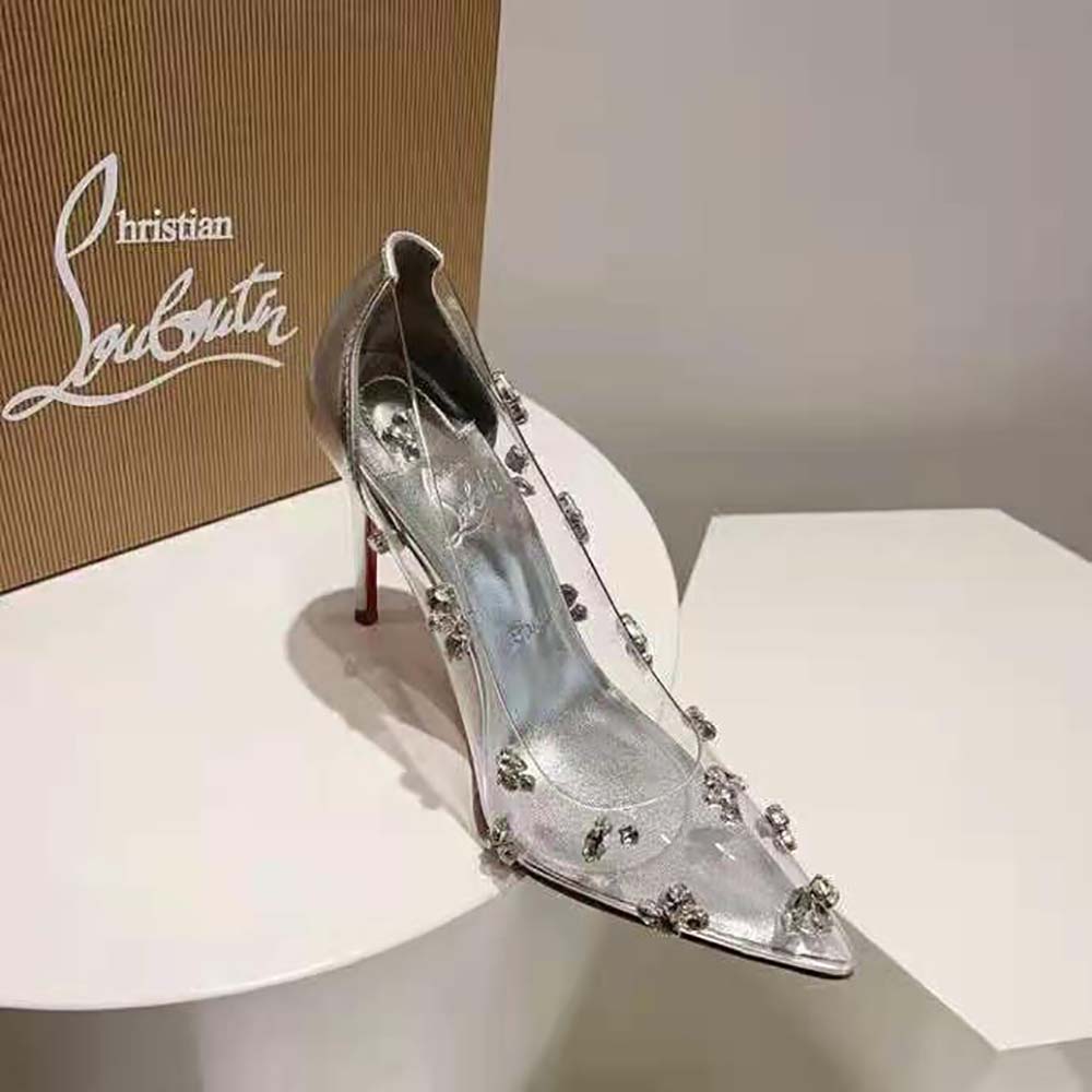 Christian Louboutin Women Degraqueen Pump with PVC and Iridescent Nappa Leather-Silver - image 5