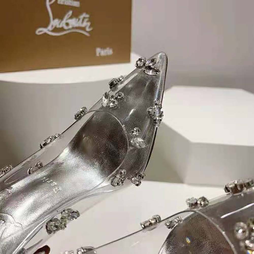 Christian Louboutin Women Degraqueen Pump with PVC and Iridescent Nappa Leather-Silver - image 7