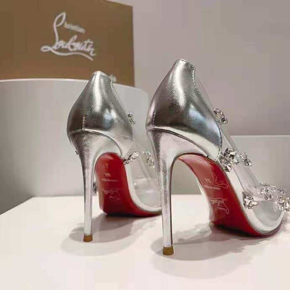 Christian Louboutin Women Degraqueen Pump with PVC and Iridescent Nappa Leather-Silver - image 8