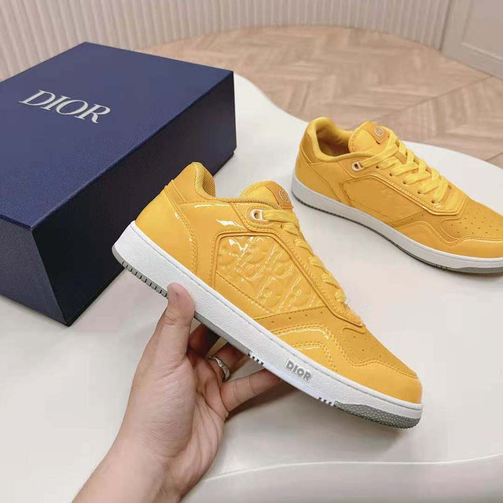Dior Men B27 Low-top Sneaker Yellow Patent Calfskin and Dior Oblique Gravity Leather - image 4
