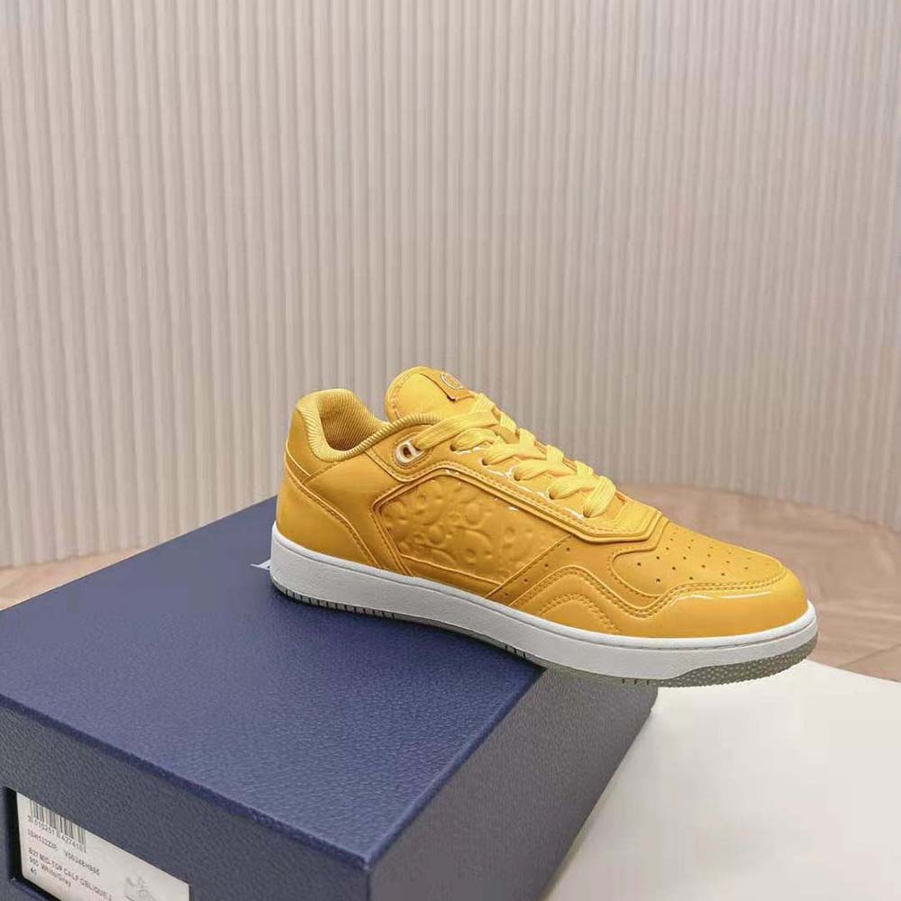 Dior Men B27 Low-top Sneaker Yellow Patent Calfskin and Dior Oblique Gravity Leather - image 6