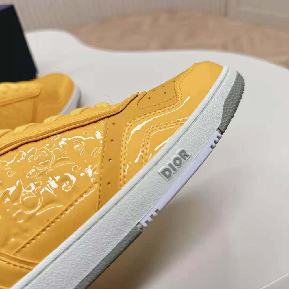 Dior Men B27 Low-top Sneaker Yellow Patent Calfskin and Dior Oblique Gravity Leather - image 10