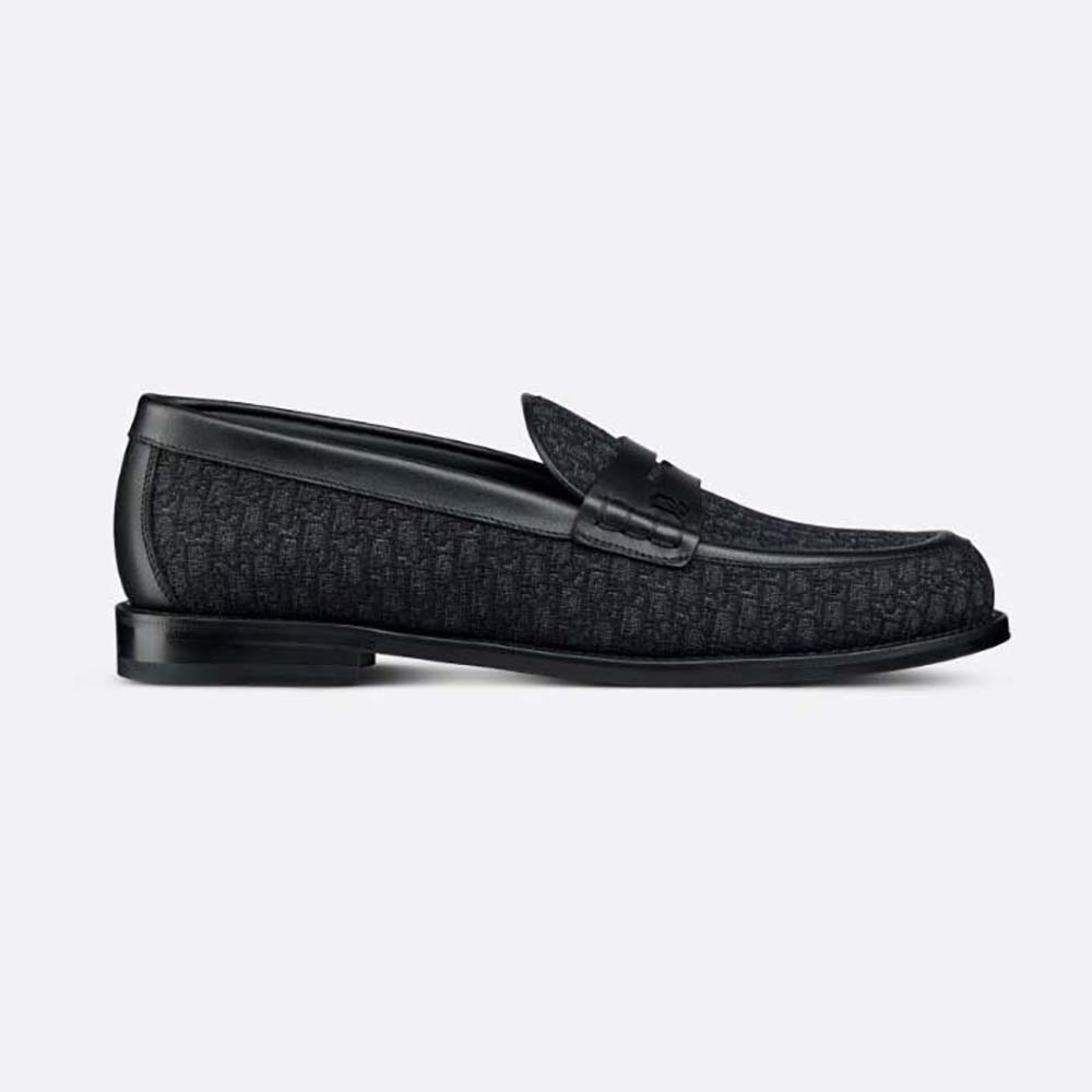 Side profile of Dior Men Granville Loafer Black Dior Oblique Jacquard