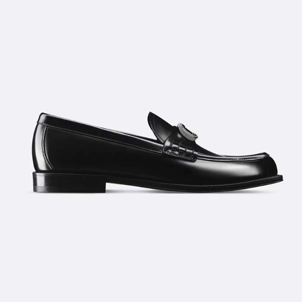 Side view of Dior Men Granville Loafer Black Polished Calfskin