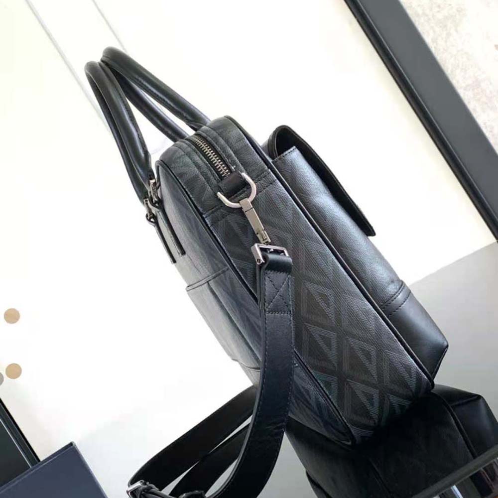 Dior Men Hit the Road Briefcase Black CD Diamond Canvas and Smooth Calfskin - image 5