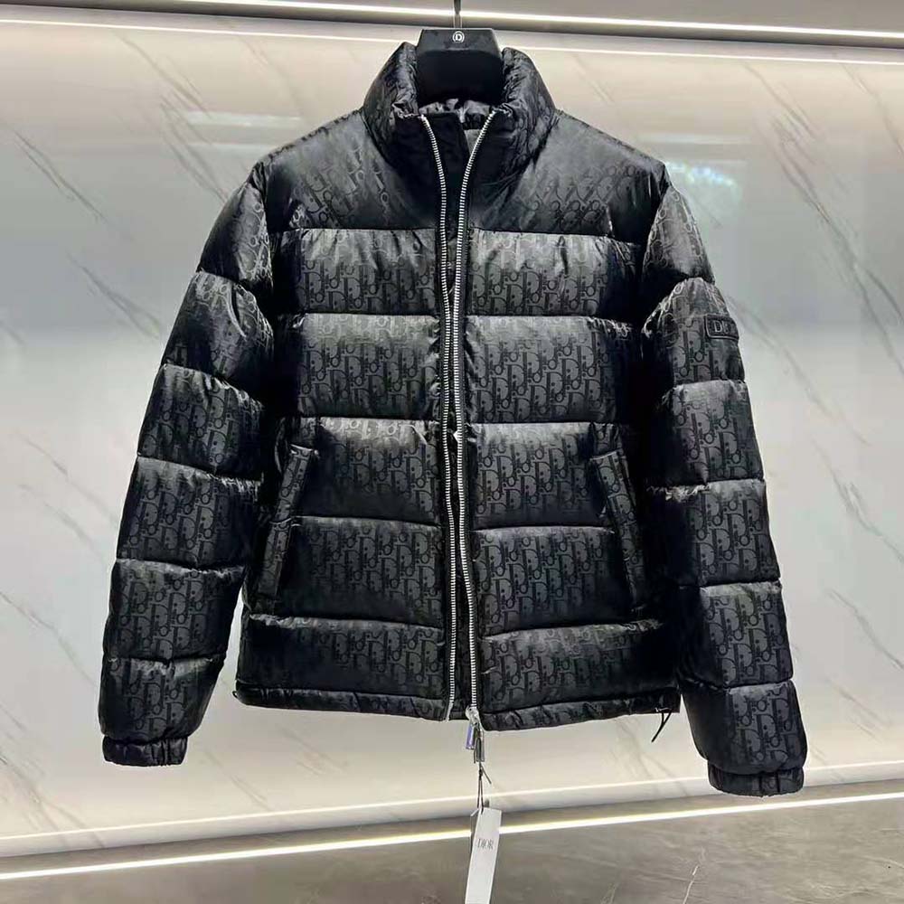 Side profile showing silhouette of Dior Men Oblique Down Jacket