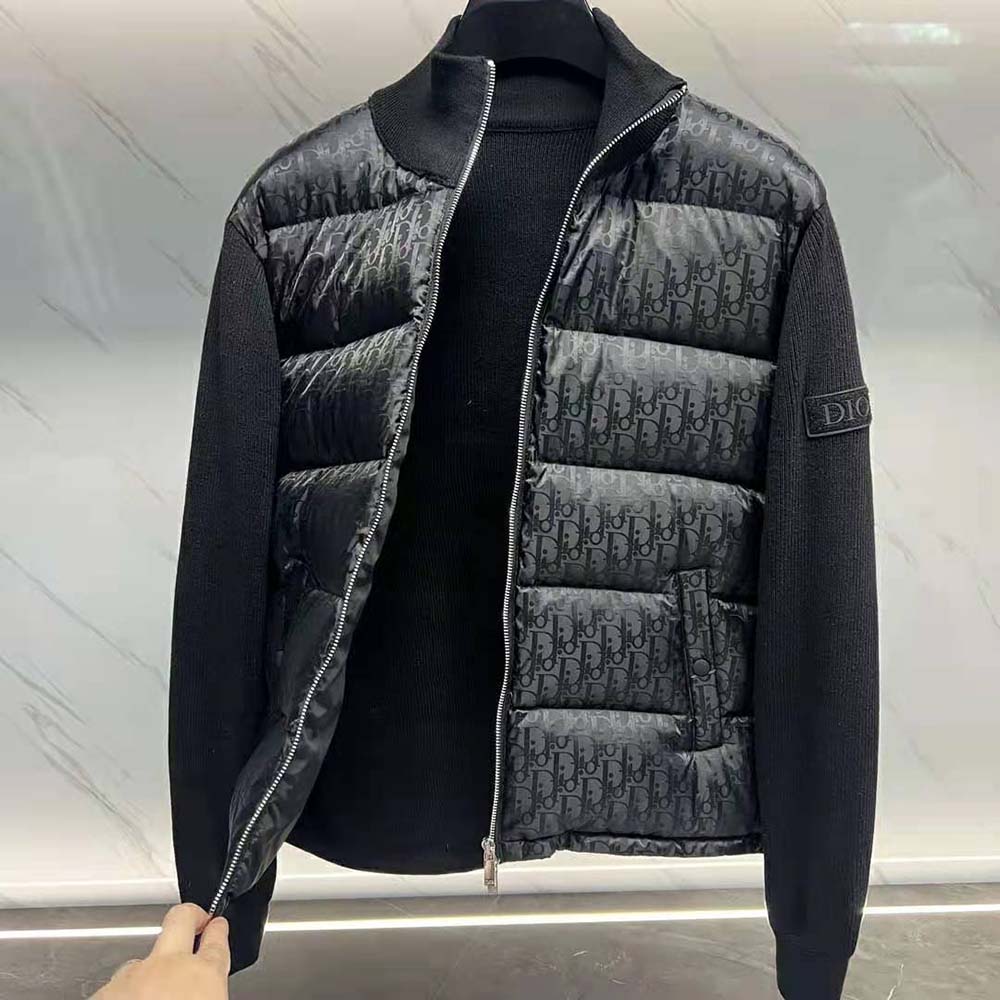Dior Men Oblique Jacket Black Wool Knit - image 5