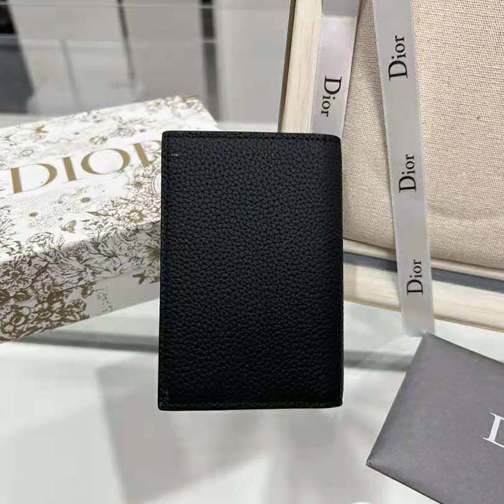 Dior Men Saddle Bi-fold Card Holder Blue Grained Calfskin Leather Marquetry - image 5