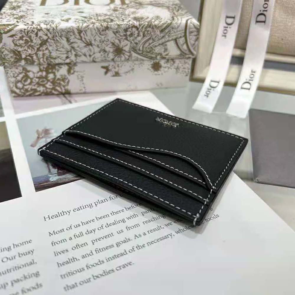Dior Men Saddle Card Holder Black Grained Calfskin - image 6