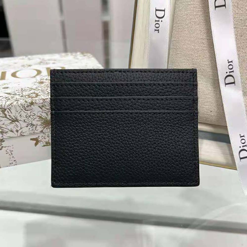 Dior Men Saddle Card Holder Black Grained Calfskin and Beige and Black Dior Oblique Jacquard - image 5