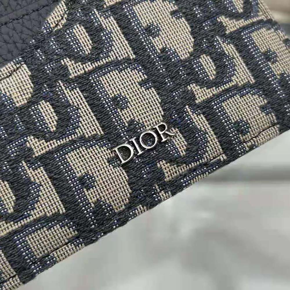 Dior Men Saddle Card Holder Black Grained Calfskin and Beige and Black Dior Oblique Jacquard - image 7