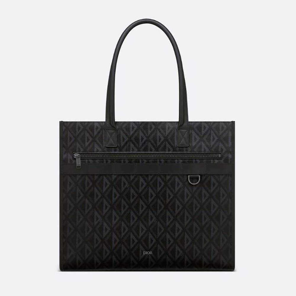 Front view of Dior Men Safari Tote Bag Black CD Diamond Canvas