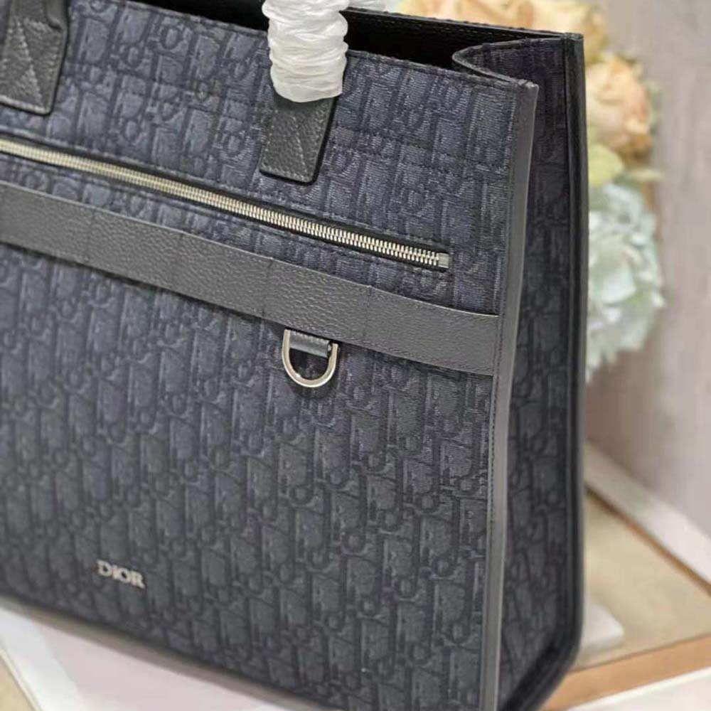 Dior Men Safari Tote Bag Black Dior Oblique Jacquard and Grained Calfskin - image 6