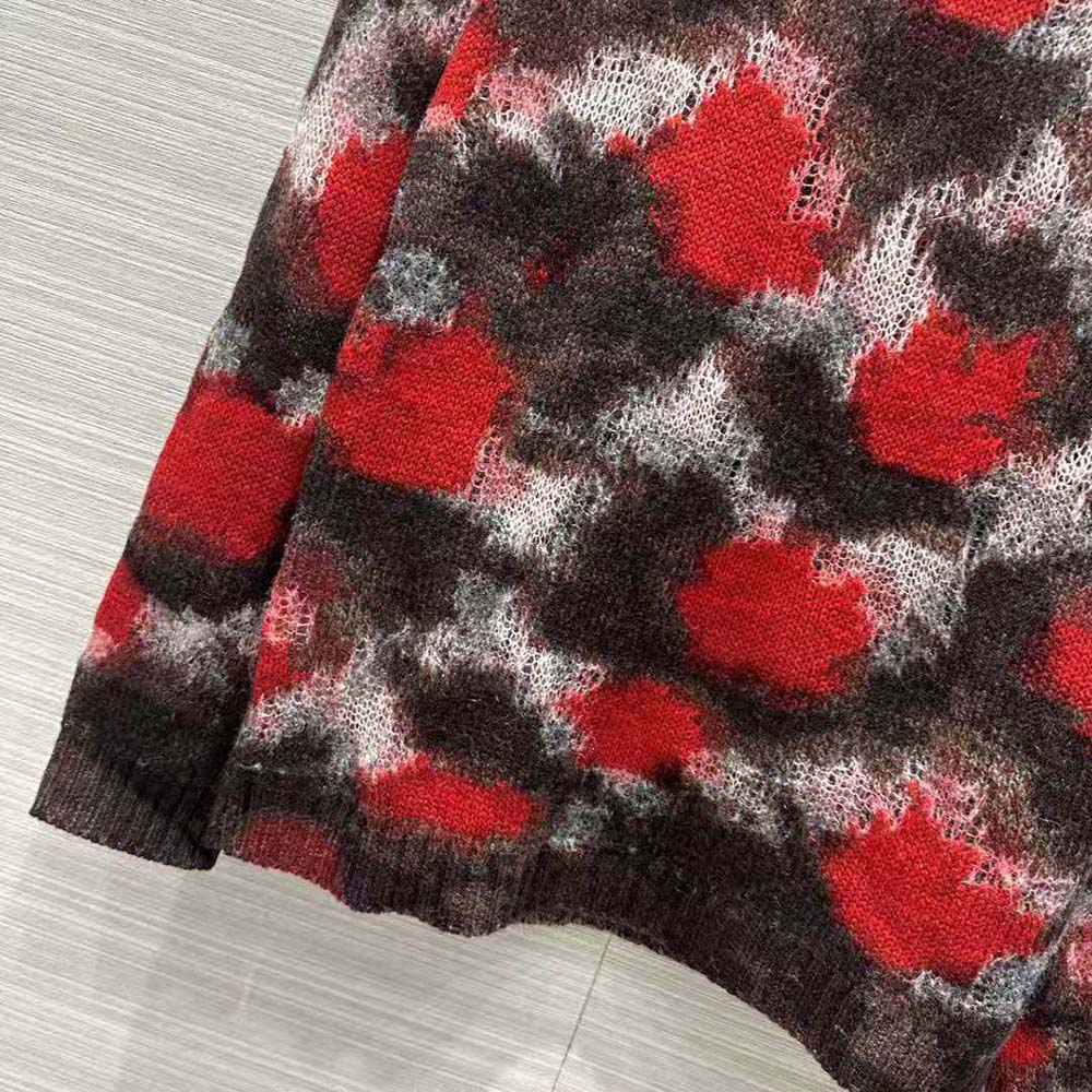 Dior Men Sweater Red Multicolor Technical Cashmere Mohair and Wool Knit with Dior Roses Motif - image 6