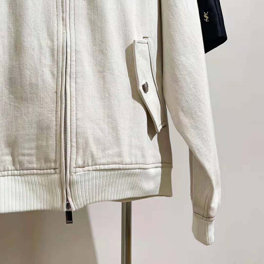 Dior Men Tears Zipped Blouson White Cotton Twill - image 7