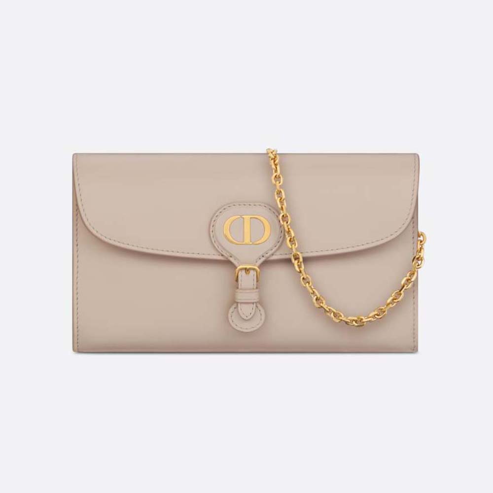 Front view of Dior Women Bobby East-West Pouch with Chain in caramel beige