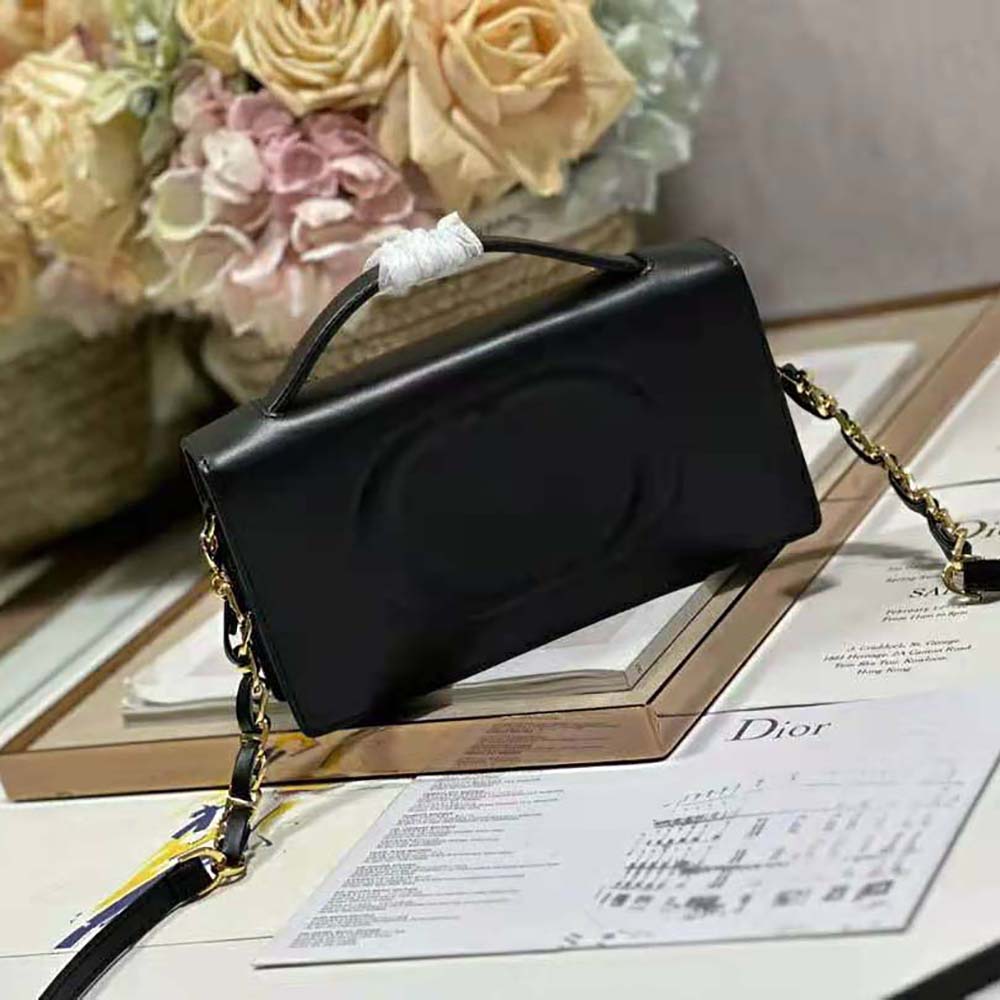 Dior Women CD Signature Mini Bag Black Calfskin with Embossed CD Signature - image 4