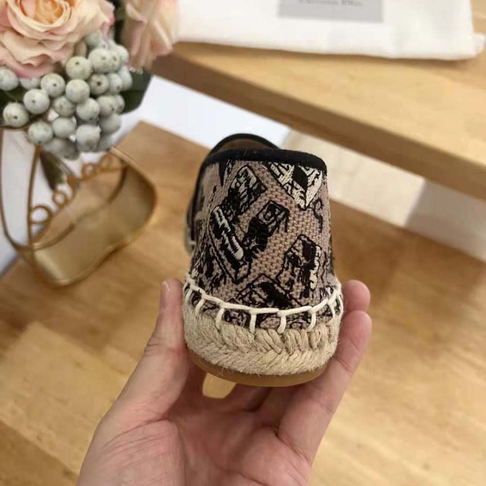 Dior Women Granville Espadrille Beige and Black Cotton Embroidered with Plan de Paris Motif - image 9