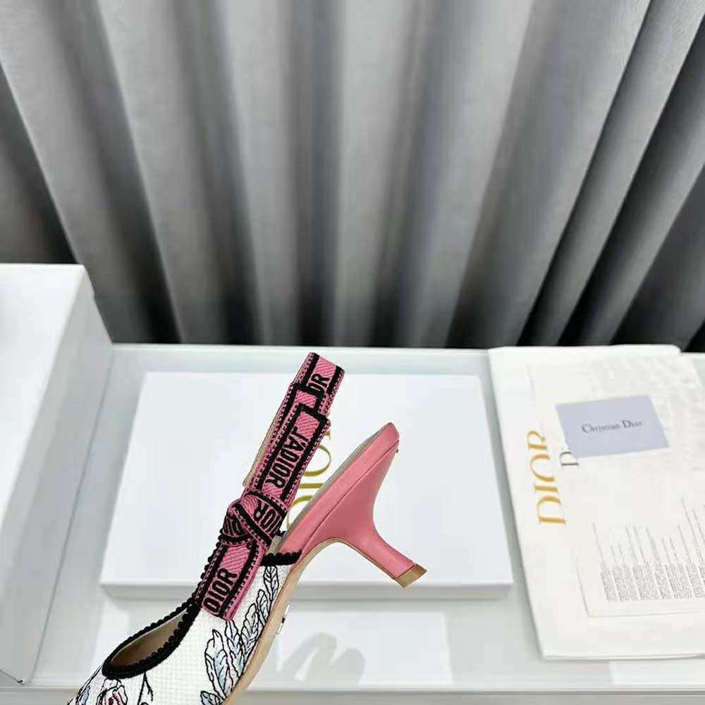 Dior Women J’Adior Slingback Pump Pink Multicolor Florilegio Embroidered Cotton - image 9