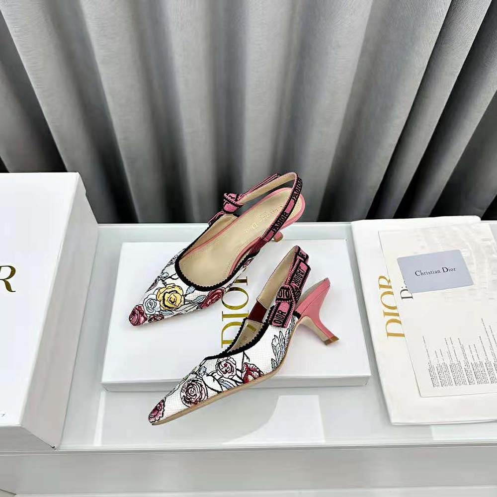 Dior Women J’Adior Slingback Pump Pink Multicolor Florilegio Embroidered Cotton - image 6