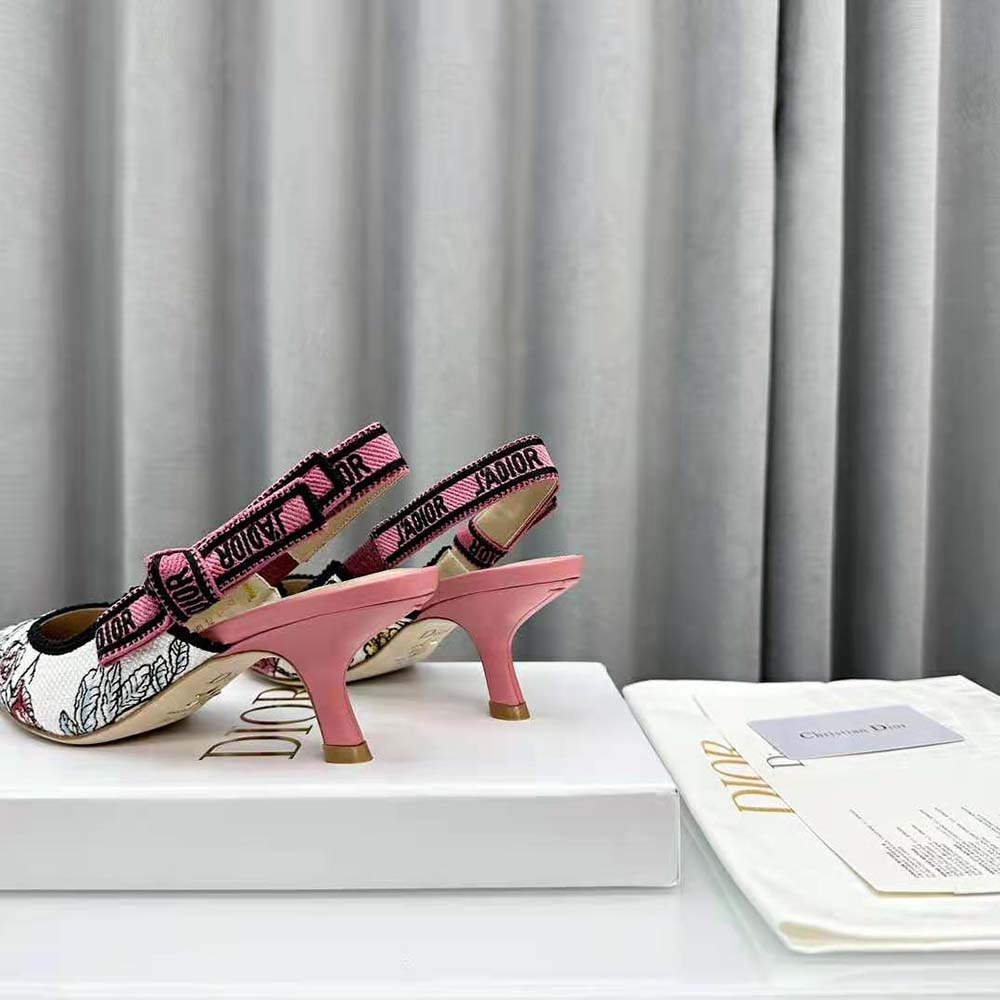 Dior Women J’Adior Slingback Pump Pink Multicolor Florilegio Embroidered Cotton - image 10