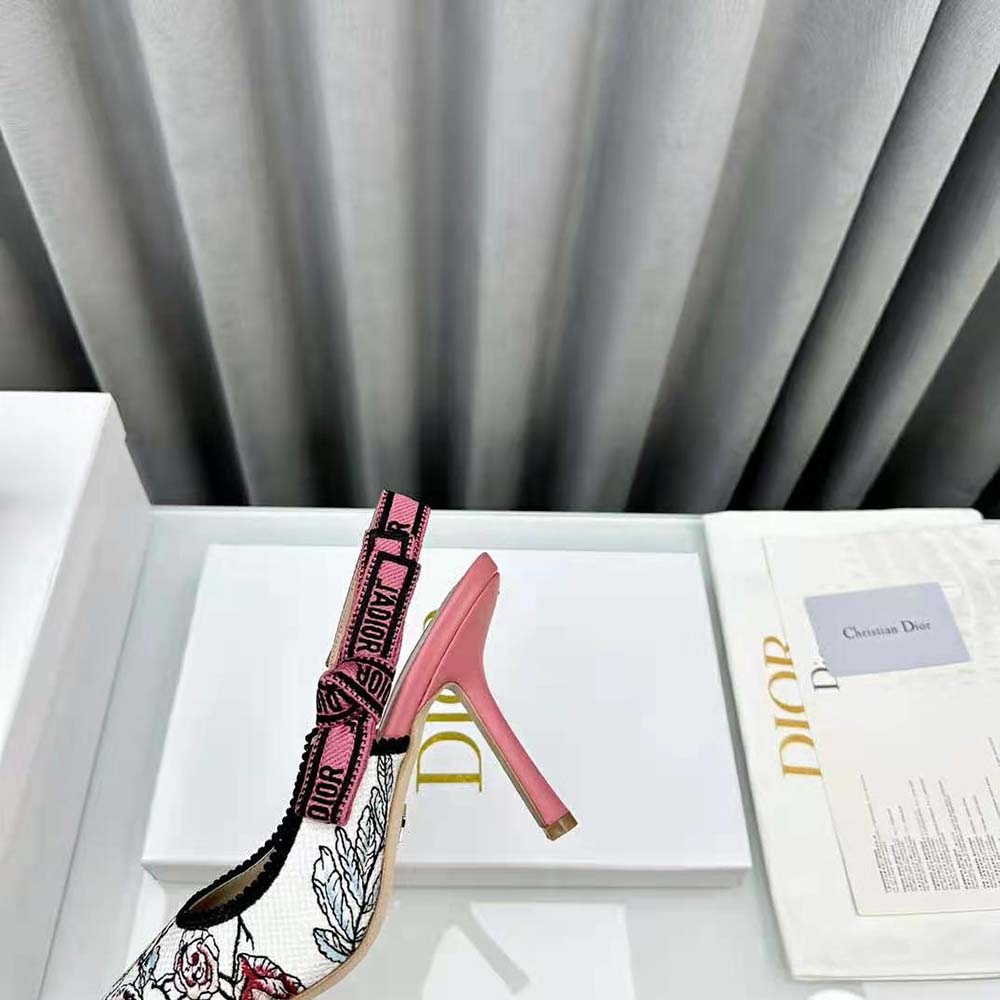 Dior Women J’Adior Slingback Pump White Multicolor Florilegio Embroidered Cotton - image 9