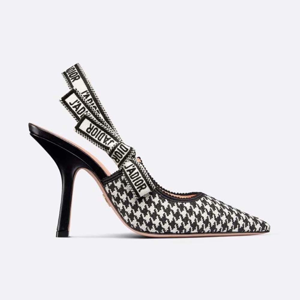 Front angle of Dior Women J’Adior Slingback Pump in micro-houndstooth