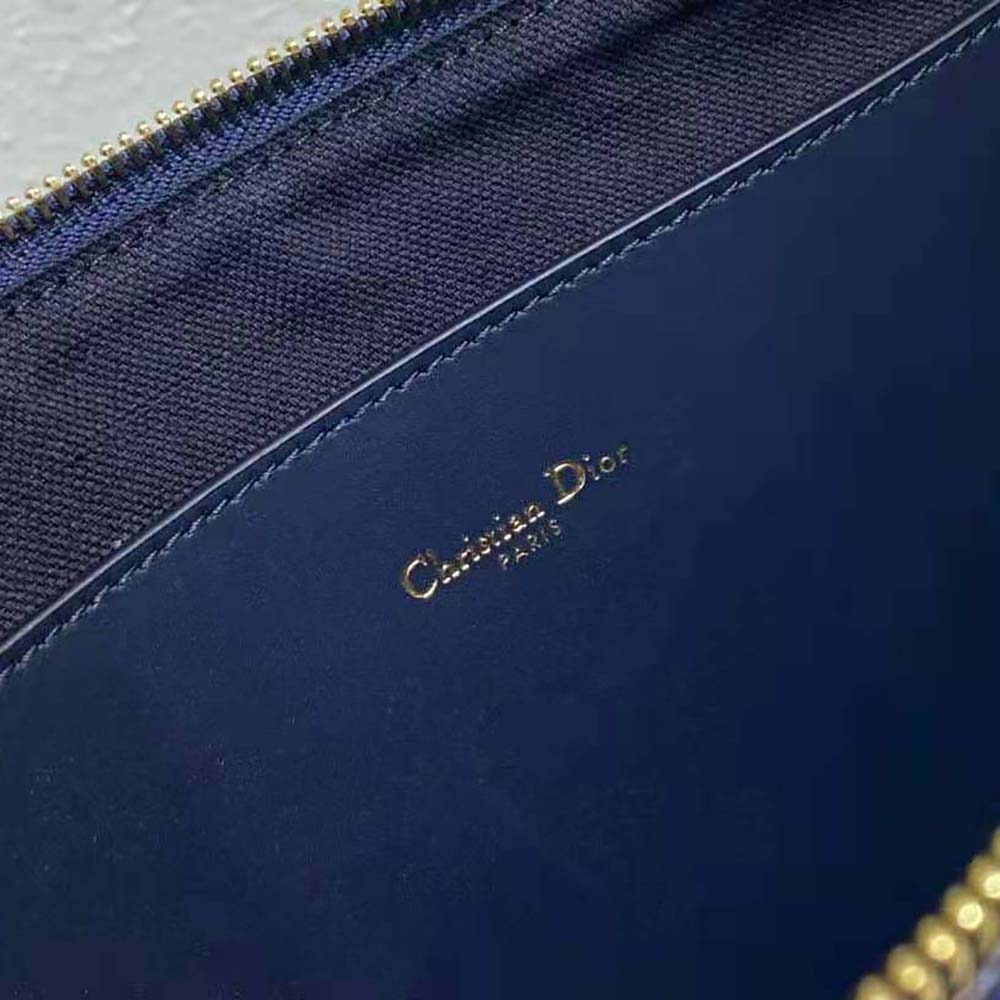 Dior Women Large Dior Caro Ddaily Pouch Natural and Denim Blue Marinière Raffia - image 9