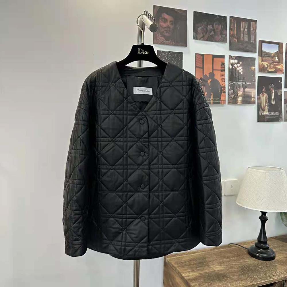 Close-up of quilted Macrocannage pattern on Dior Women Macrocannage Peacot