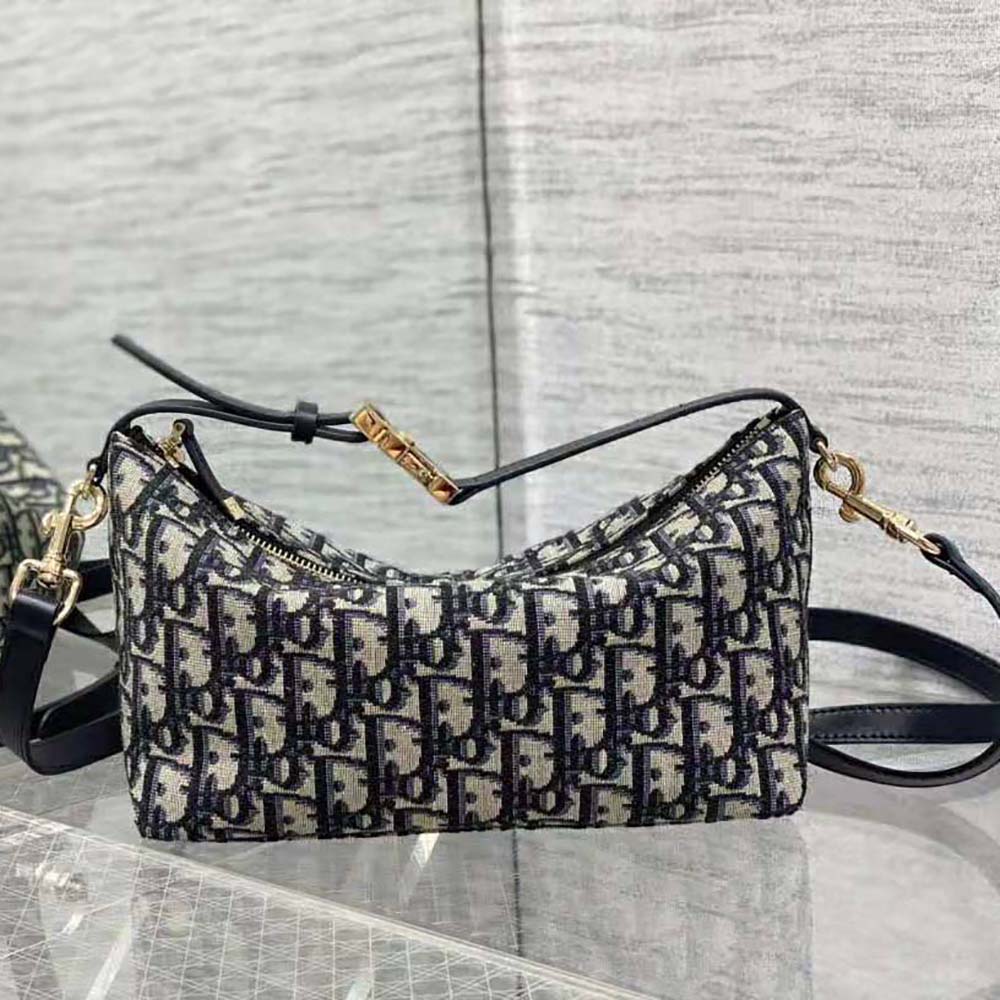 Dior Women Medium Diortravel Nomad Pouch Blue Dior Oblique Jacquard - image 4
