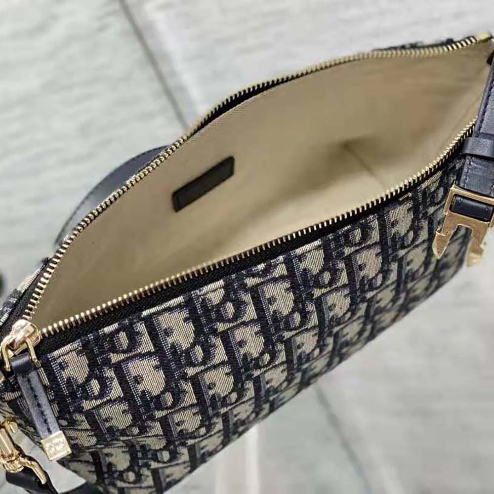 Dior Women Medium Diortravel Nomad Pouch Blue Dior Oblique Jacquard - image 8