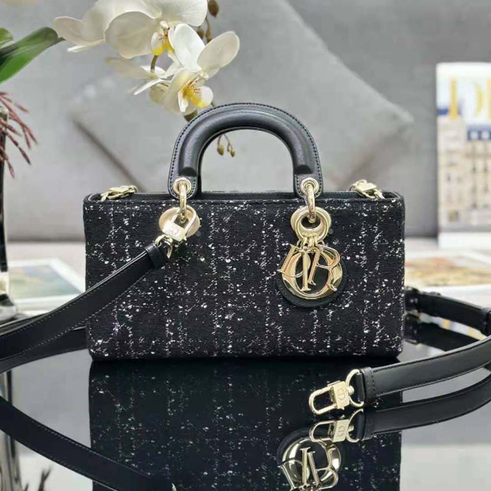 Side angle showing adjustable strap of Dior Women Medium Lady D-Joy Bag