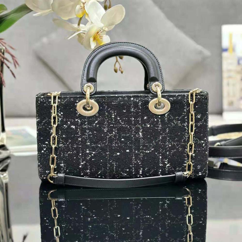 Dior Women Medium Lady D-Joy Bag Black Cannage Tweed - image 4