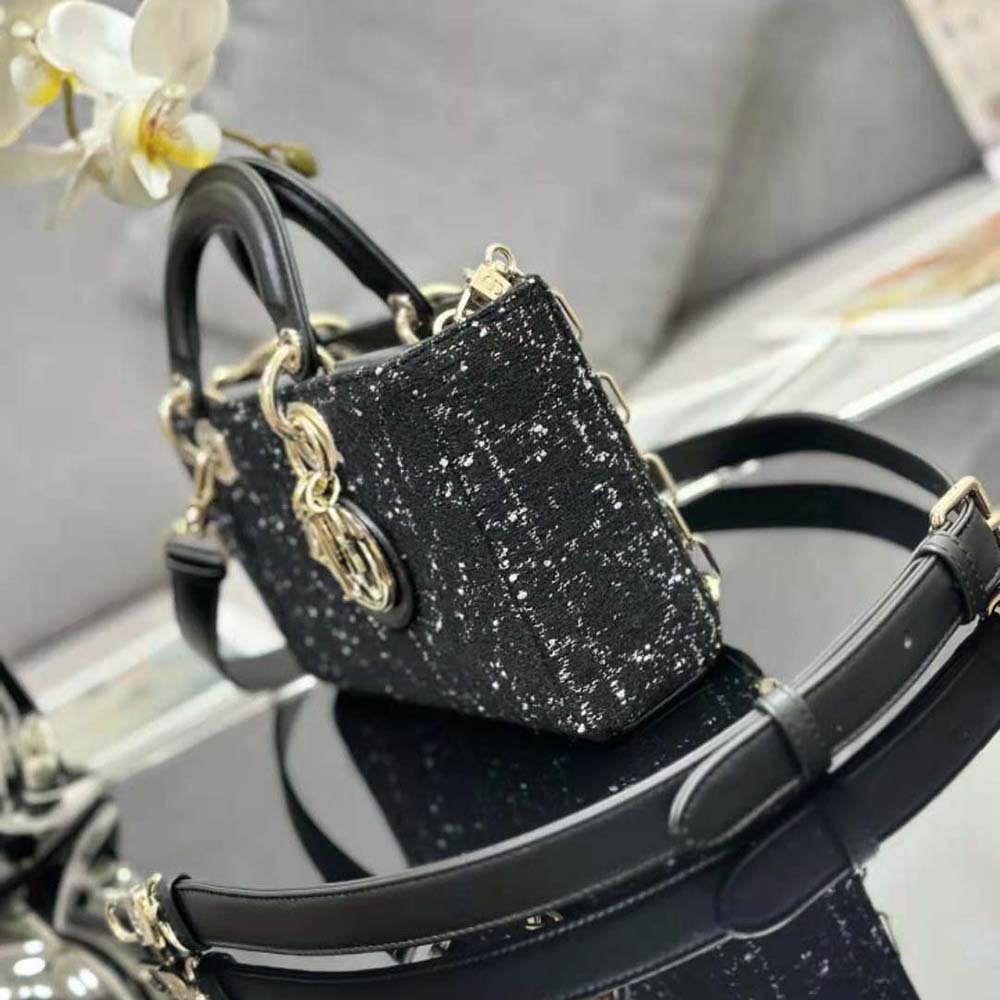 Dior Women Medium Lady D-Joy Bag Black Cannage Tweed - image 5