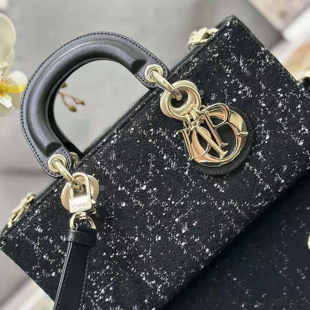 Dior Women Medium Lady D-Joy Bag Black Cannage Tweed - image 6