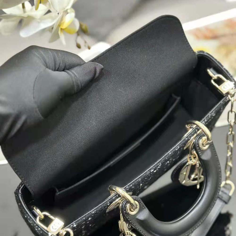 Dior Women Medium Lady D-Joy Bag Black Cannage Tweed - image 9